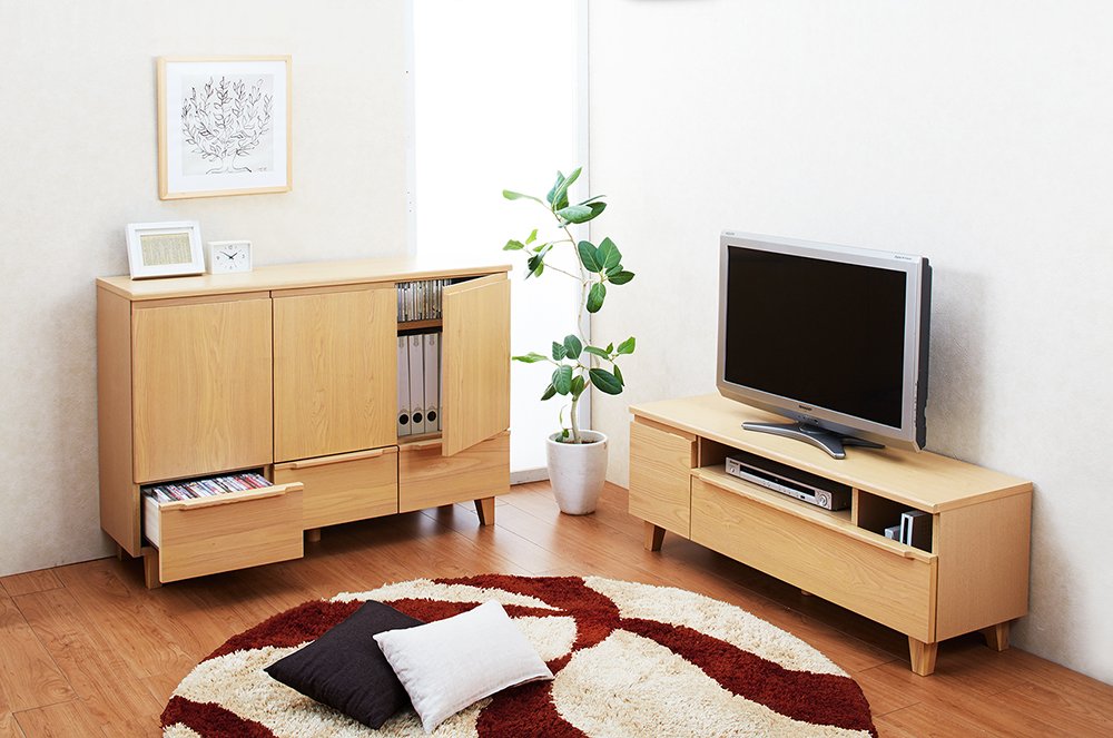 Amazon｜ナカジマ TVボード 90 CS-3009 ホワイトオーク色｜ローボード